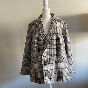 Talbots Plaid Double Breasted Blazer